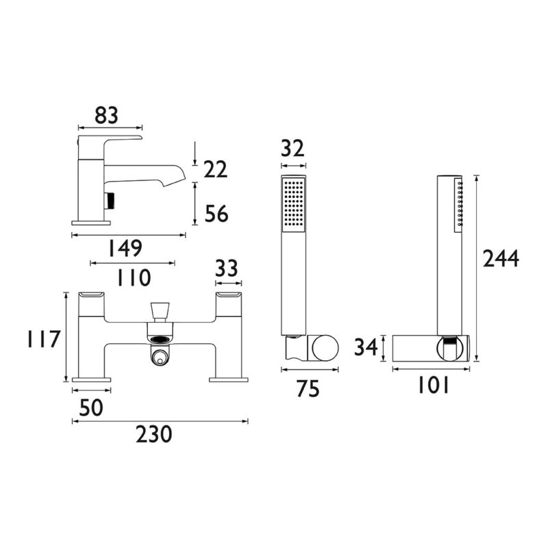 Bristan Polo Bath Shower Mixer Tap