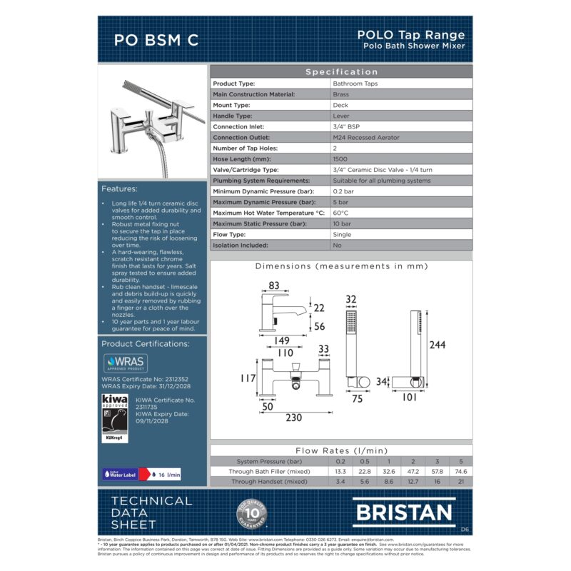Bristan Polo Bath Shower Mixer Tap