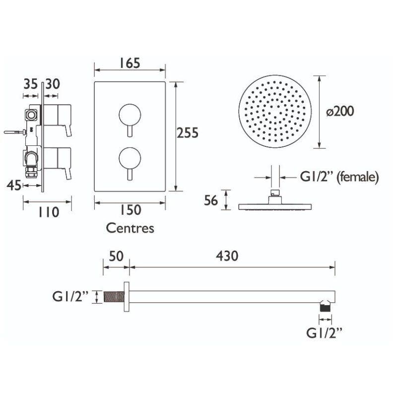 Bristan Prism Recessed Dual Control Bath & Shower Pack