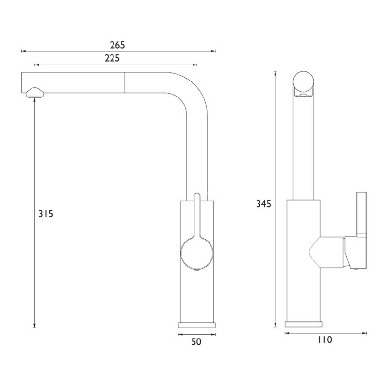 Bristan Profile Sink Mixer Tap with Pull-Out Hose Chrome