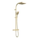 Bristan Quadrato Thermostatic Bar Shower with Rigid Riser Brushed Brass