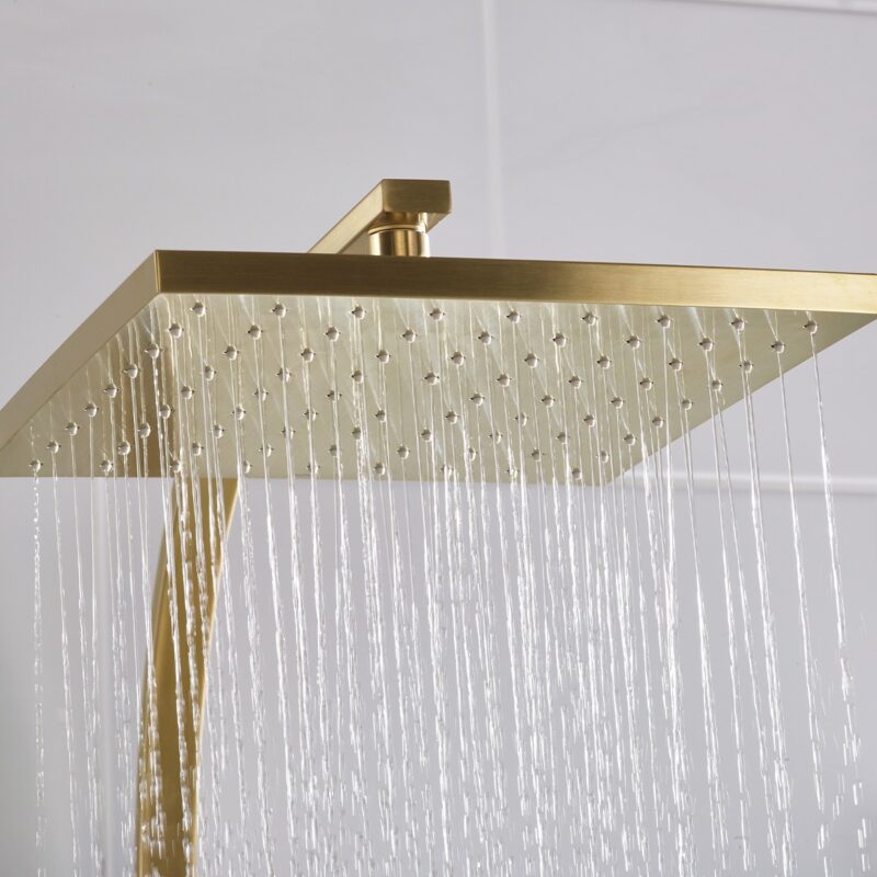 Bristan Quadrato Thermostatic Bar Shower with Rigid Riser Brushed Brass