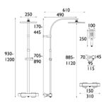 Bristan Quadrato Thermostatic Bar Shower with Rigid Riser Brushed Brass