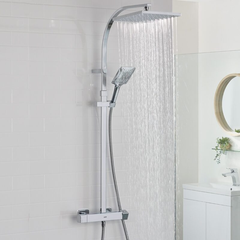 Bristan Quadrato Thermostatic Bar Shower with Rigid Riser Chrome