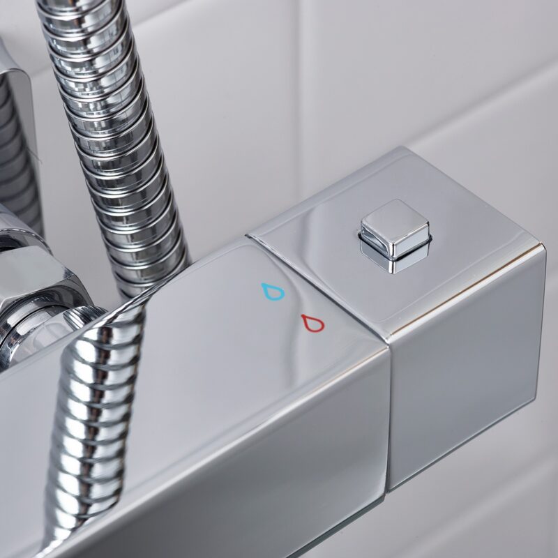 Bristan Quadrato Thermostatic Bar Shower with Rigid Riser Chrome
