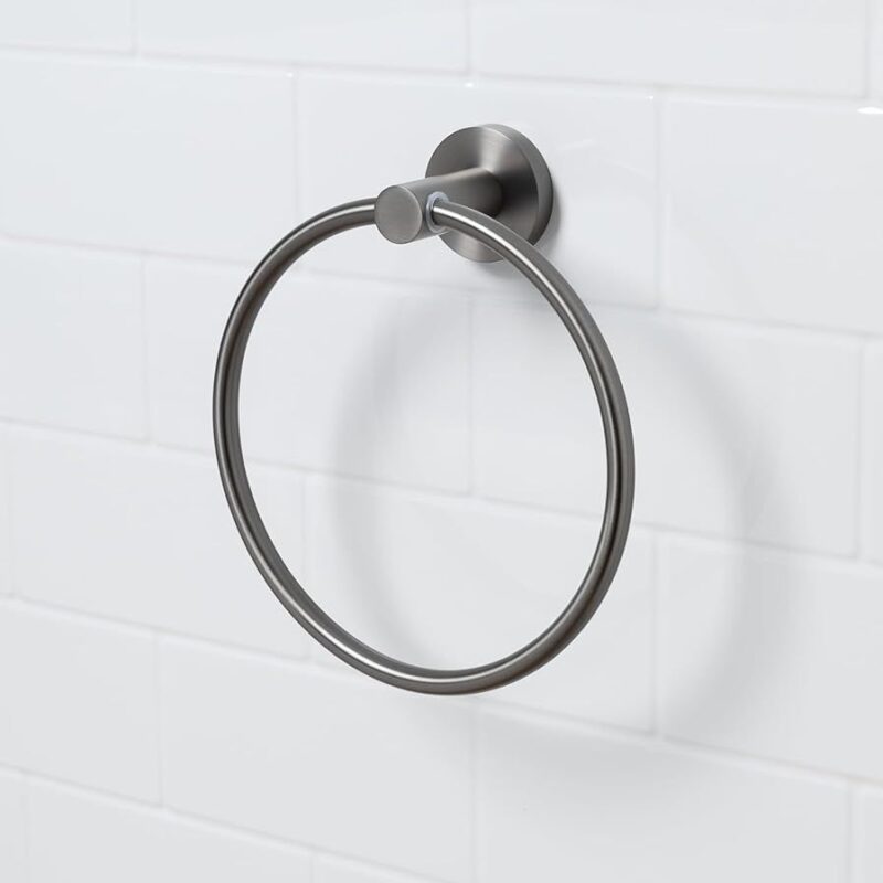 Bristan Round Towel Ring Gun Metal Grey