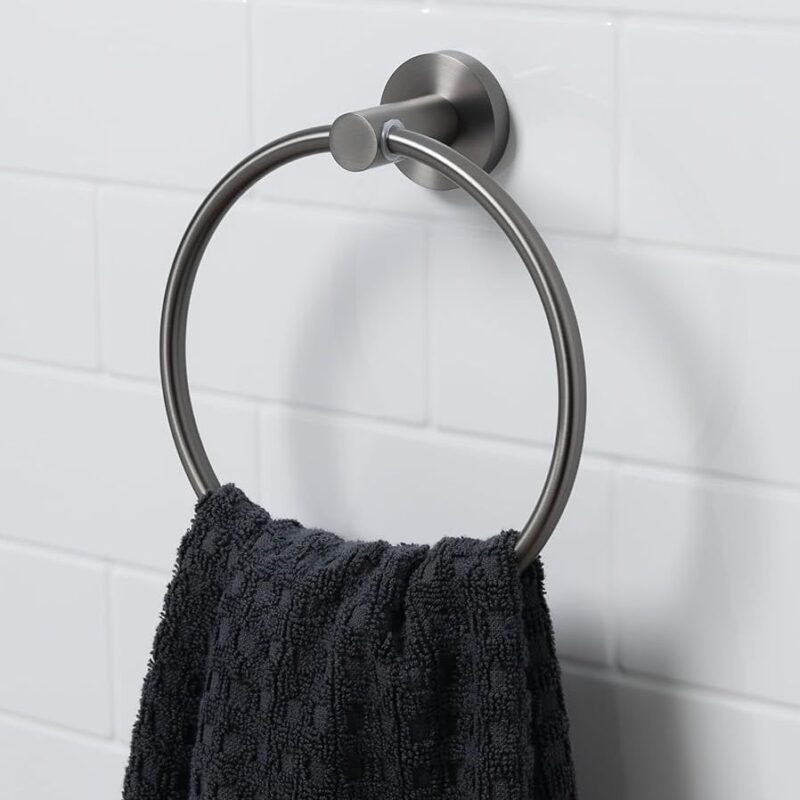 Bristan Round Towel Ring Gun Metal Grey