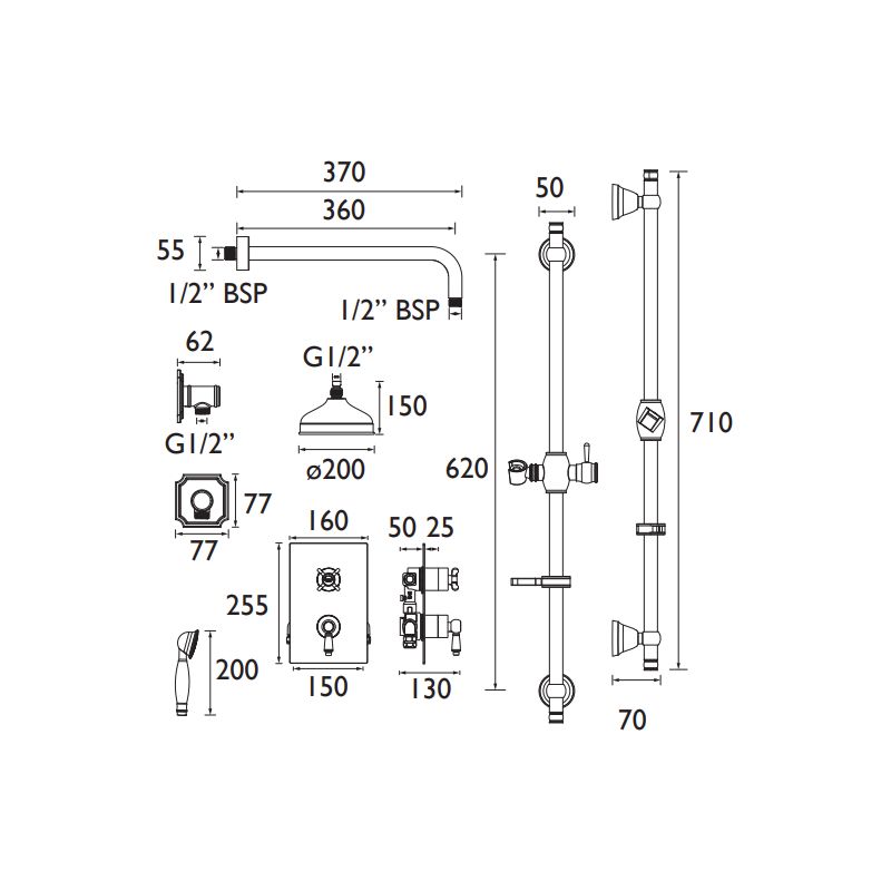 Bristan Renaissance Shower Pack with Fixed Head & Kit