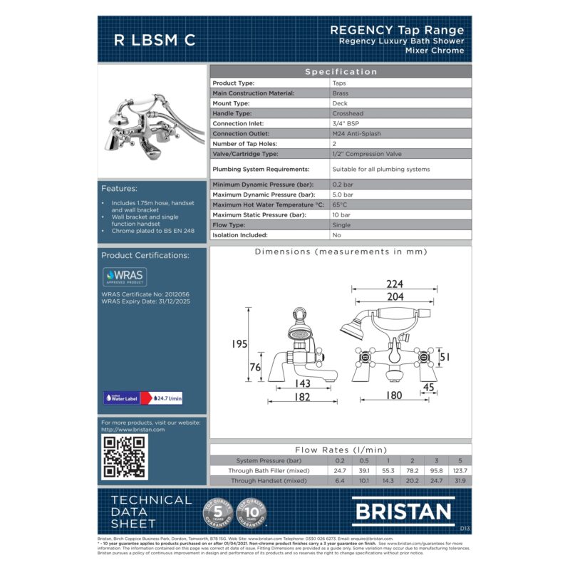 Bristan Regency Luxury Bath Shower Mixer Tap