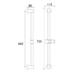 Bristan Round Riser Rail with Fixed Position Brackets Brushed Brass