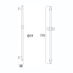 Bristan Brass Riser Rail with Fixed Position Brackets
