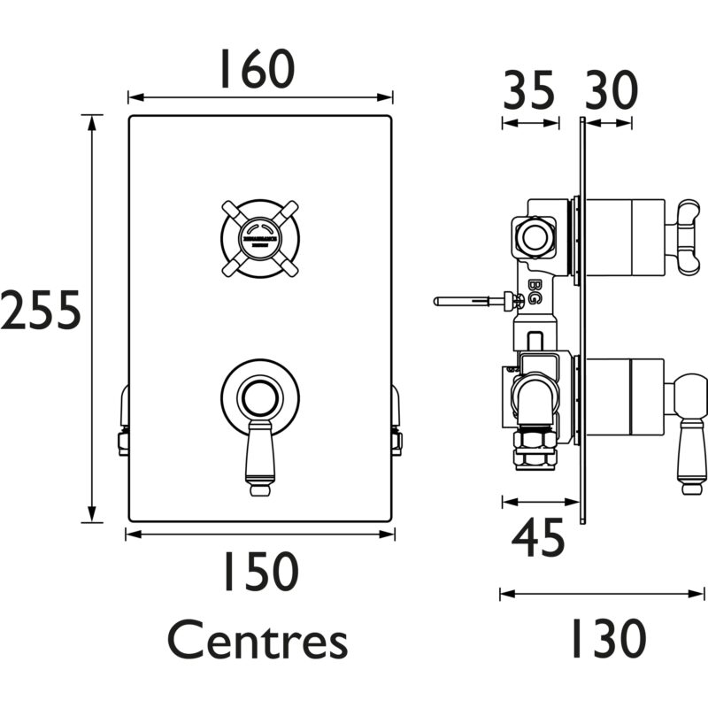 Bristan Renaissance 2 Recessed Dual Control Shower with Diverter
