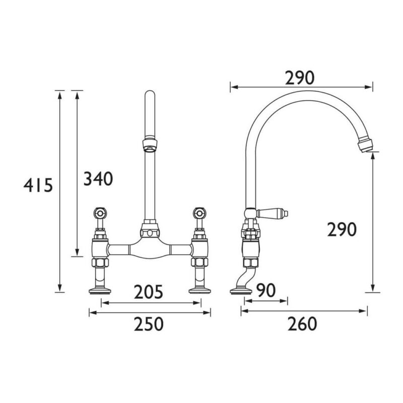 Bristan Renaissance Deck Sink Mixer Tap