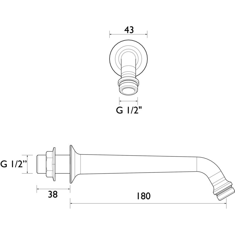 Bristan Concealed Shower Arm 180mm