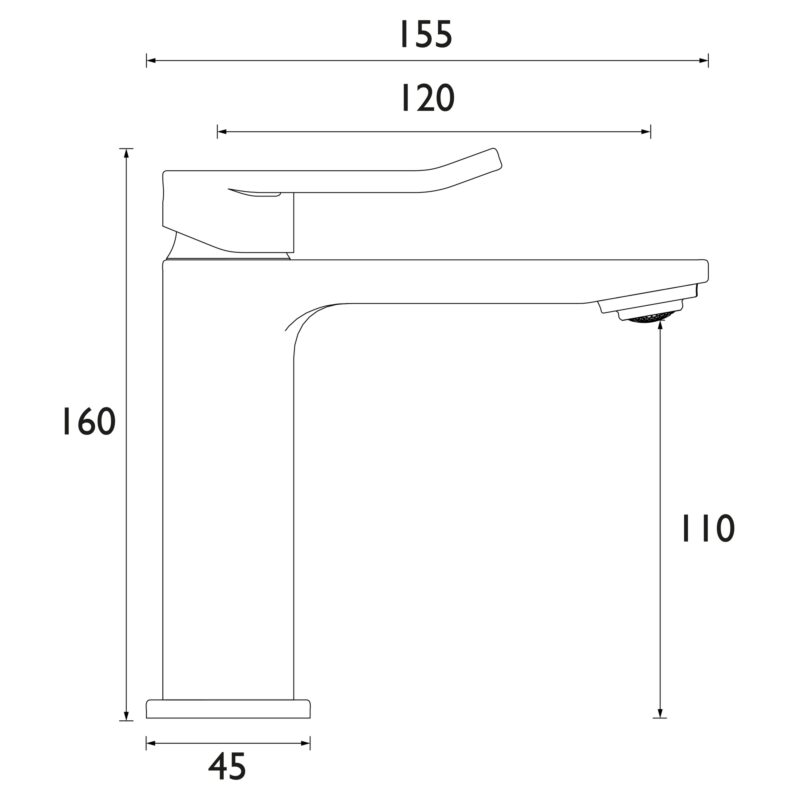 Bristan Saffron Eco Start Matt Black Basin Mixer Tap with Clicker Waste