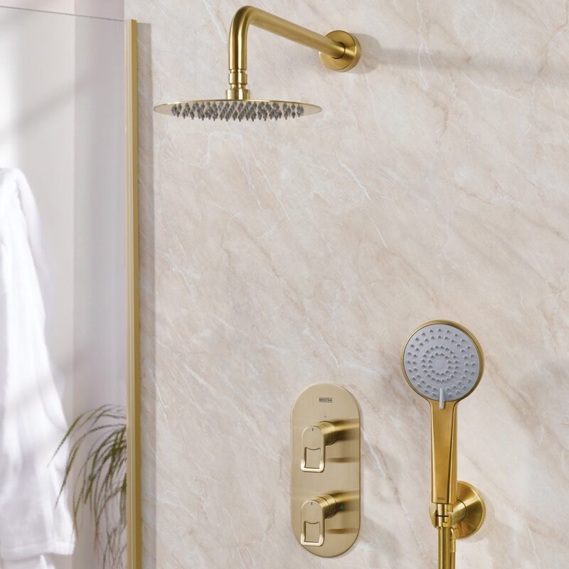 Bristan Saffron Concealed Dual Control Shower Pack 2 Brushed Brass
