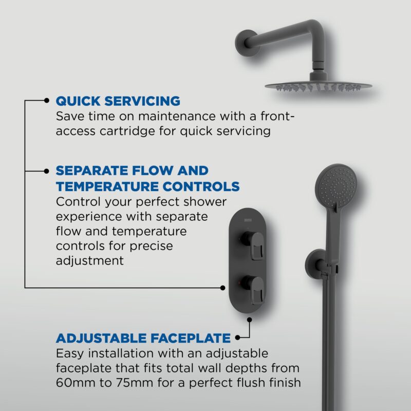 Bristan Saffron Concealed Dual Control Shower Pack 2 Black