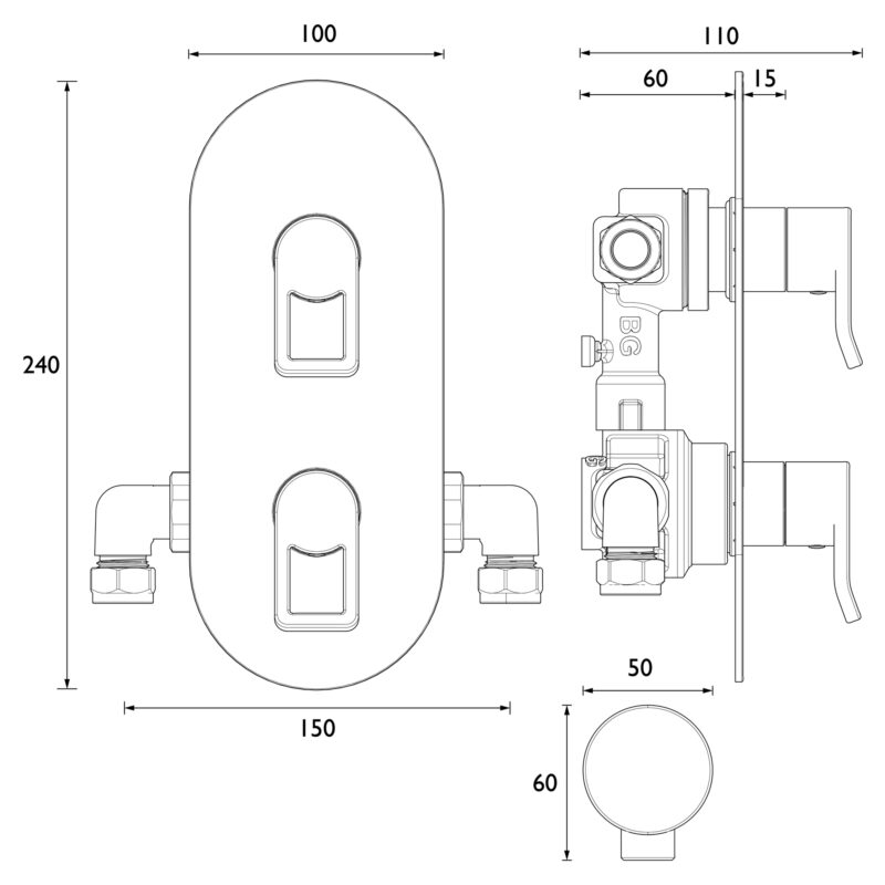 Bristan Saffron Recessed Concealed Shower Valve with Diverter Chrome