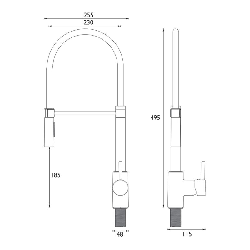 Bristan Silhouette Professional Sink Mixer with Pull-Down Hose