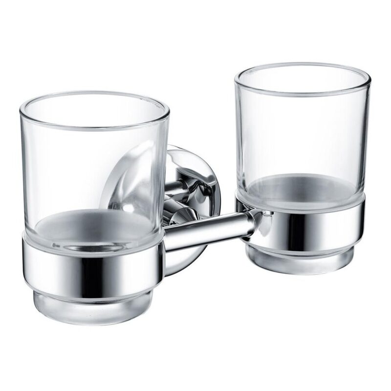Bristan Solo Double Tumbler & Holder Brass Chrome Bristan Solo Double Tumbler & Holder Brass Chrome