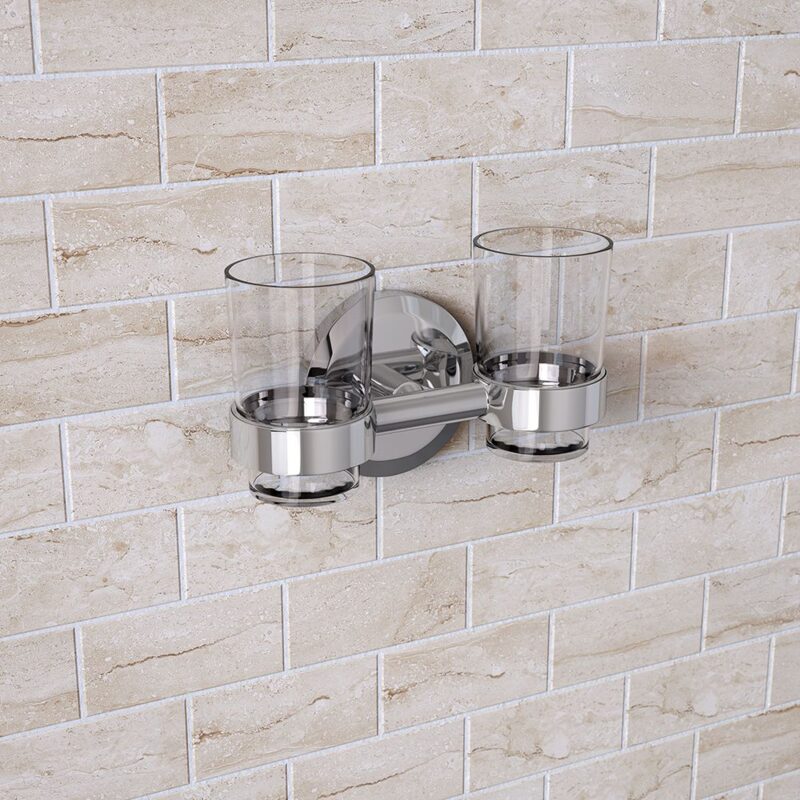 Bristan Solo Double Tumbler & Holder Brass Chrome