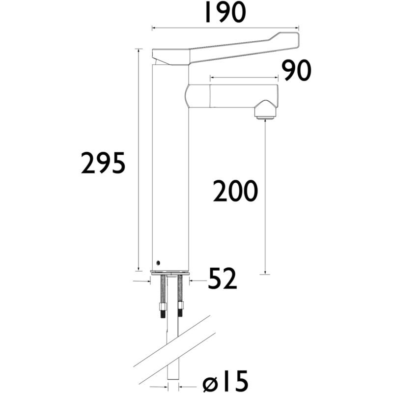 Bristan Solo Non Thermostatic Tall Healthcare Tap Long Lever