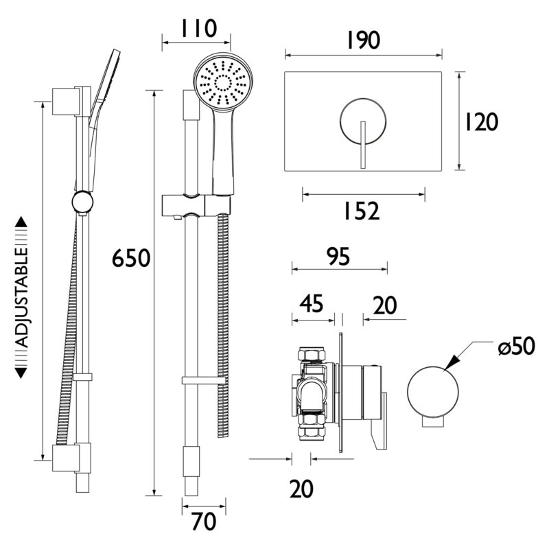 Bristan Sonique Concealed Mini Valve Shower Pack Chrome