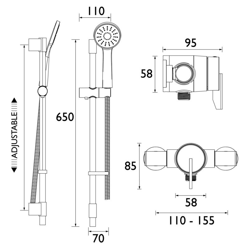 Bristan Sonique Exposed Mini Valve Shower Pack Chrome