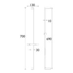 Bristan Square Riser Rail with Fixed Position Brackets Brushed Brass