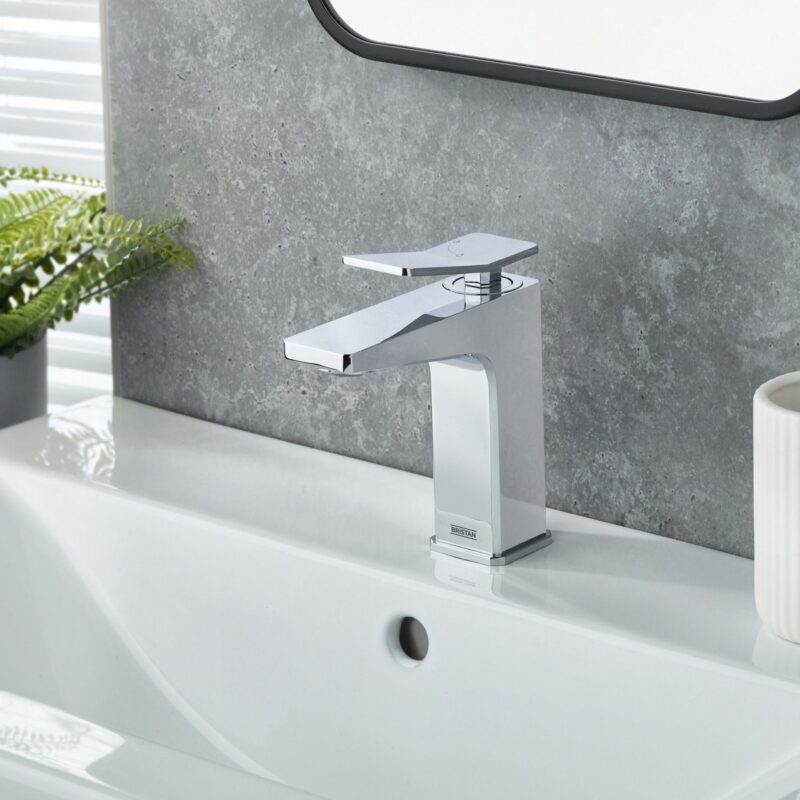Bristan Tangram Eco Start Basin Mixer with Clicker Waste Chrome