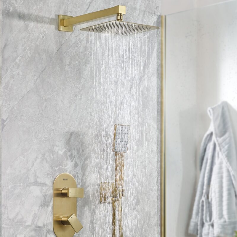 Bristan Tangram Concealed Dual Control Shower Pack 2 Brushed Brass