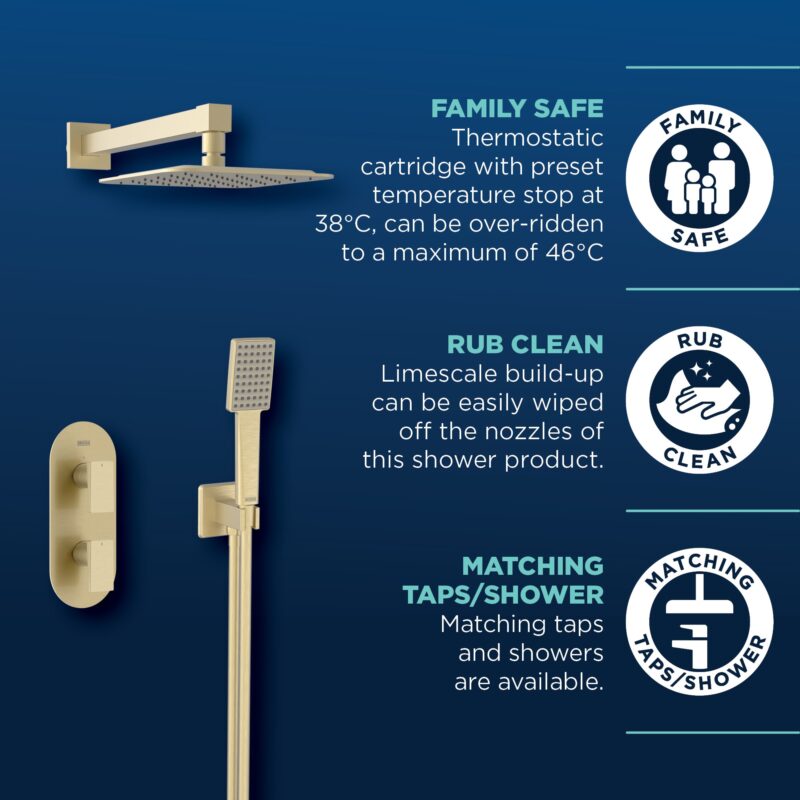 Bristan Tangram Concealed Dual Control Shower Pack 2 Brushed Brass