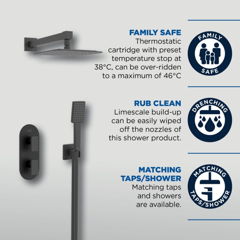 Bristan Tangram Concealed Dual Control Shower Pack 2 Black