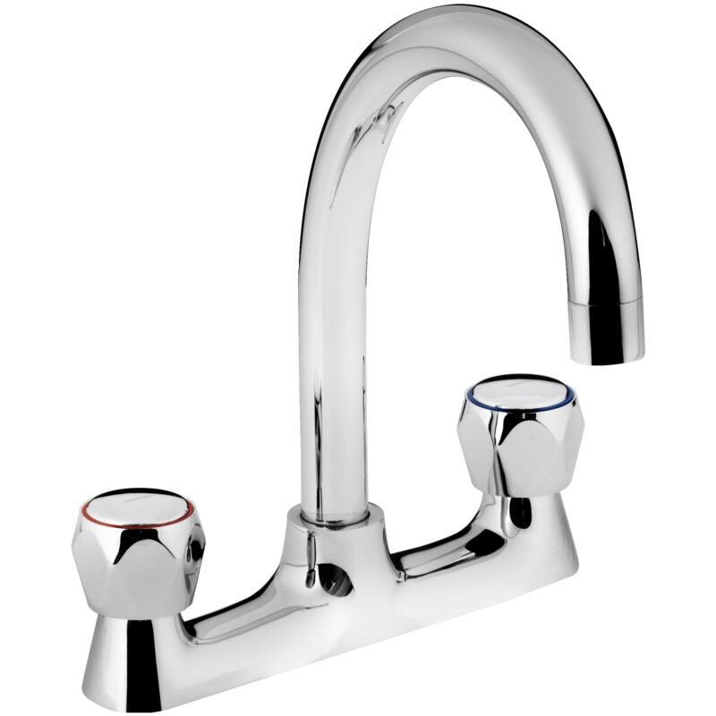 Bristan Club Deck Sink Mixer Tap with Metal Heads Chrome