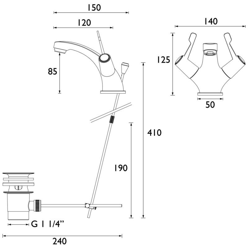 Bristan Lever Basin Mixer with Pop Up Waste & Ceramic Valves Chrome
