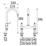 Bristan Lever Bridge Deck Sink Mixer with 3" Levers Chrome
