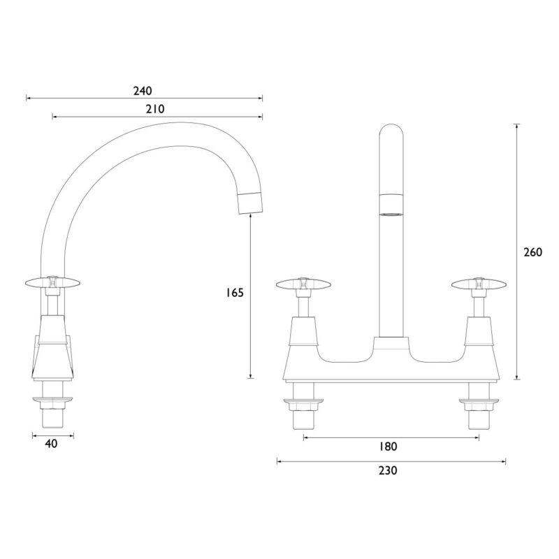 Bristan X Head Deck Sink Mixer Tap Chrome