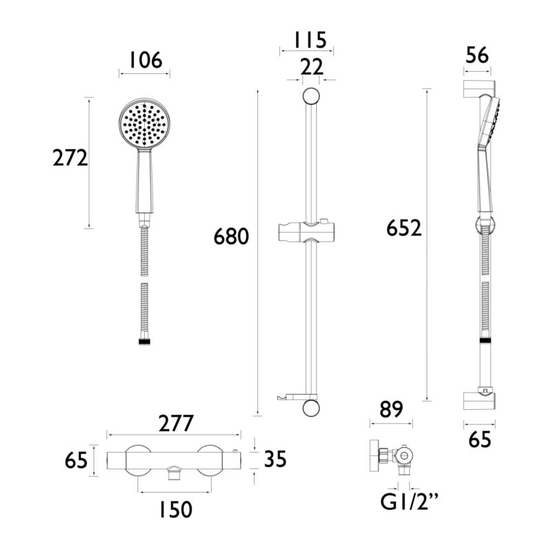 Bristan Zing Cool Touch Bar Mixer with Kit Chrome