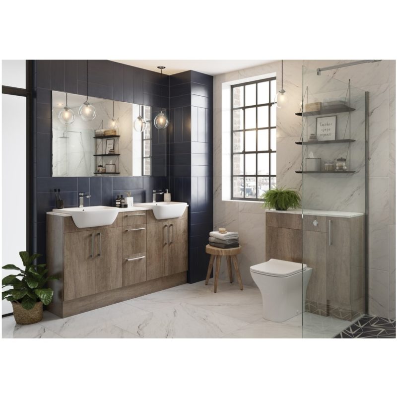 Bathrooms To Love Alba 600mm Slim WC Unit Grey Nebraska Oak