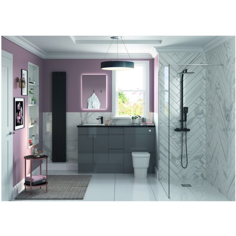 Bathrooms To Love Valesso 200mm Slim Base Unit Onyx Grey Gloss