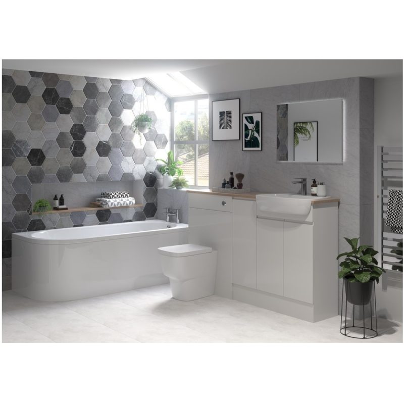 Bathrooms To Love Valesso 600mm Slim Vanity Unit Pearl Grey Gloss