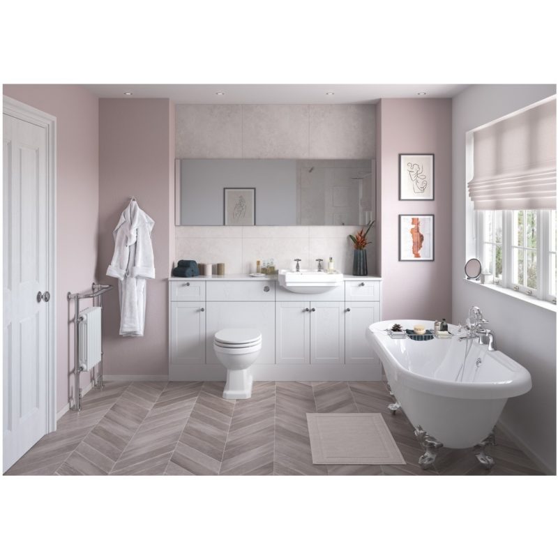 Bathrooms To Love Benita 600mm 2 Door Vanity Unit Satin White Ash