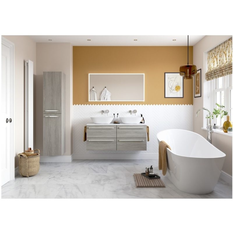 Bathrooms To Love Morina 815mm Wall Vanity Unit & Basin Elm Grey