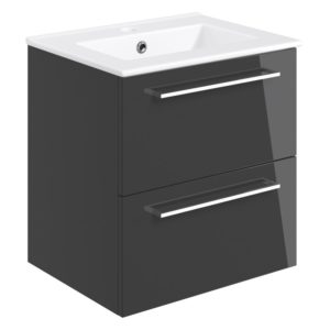 Bathrooms To Love Volta 510mm Wall Unit & Basin Anthracite Gloss