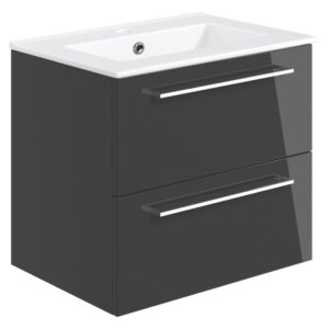 Bathrooms To Love Volta 610mm Wall Unit & Basin Anthracite Gloss