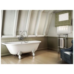 Burlington Avantgarde Back-To-Wall 1700mm Bath with White Feet