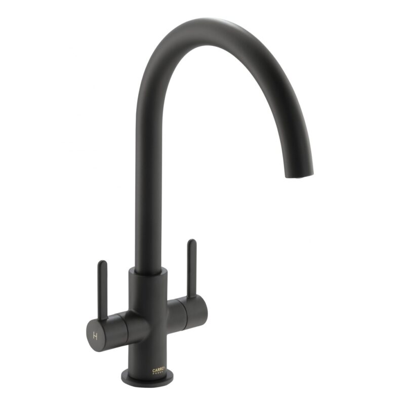 Carron Phoenix Rosolina J-Spout Kitchen Sink Mixer Tap Matt Black