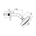 Cifial Multi Vastus 120mm Shower Head with 118mm Wall Arm