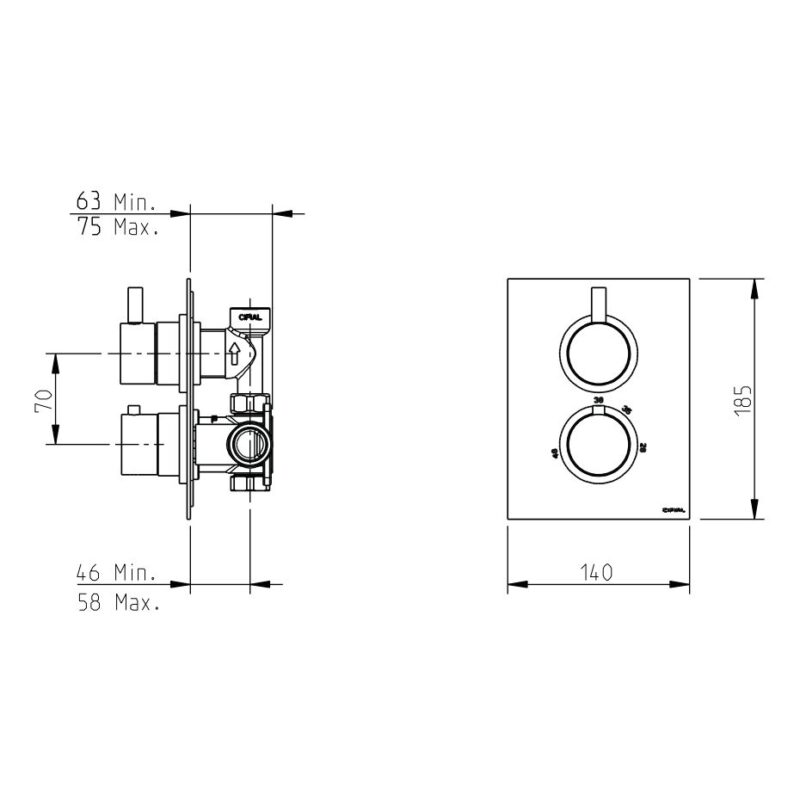 Cifial Technovation 465 Thermostatic Valve Chrome