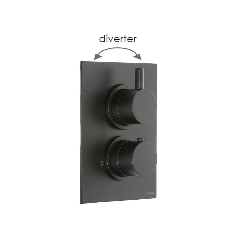 Cifial Black Thermostatic Valve, 2 Outlets